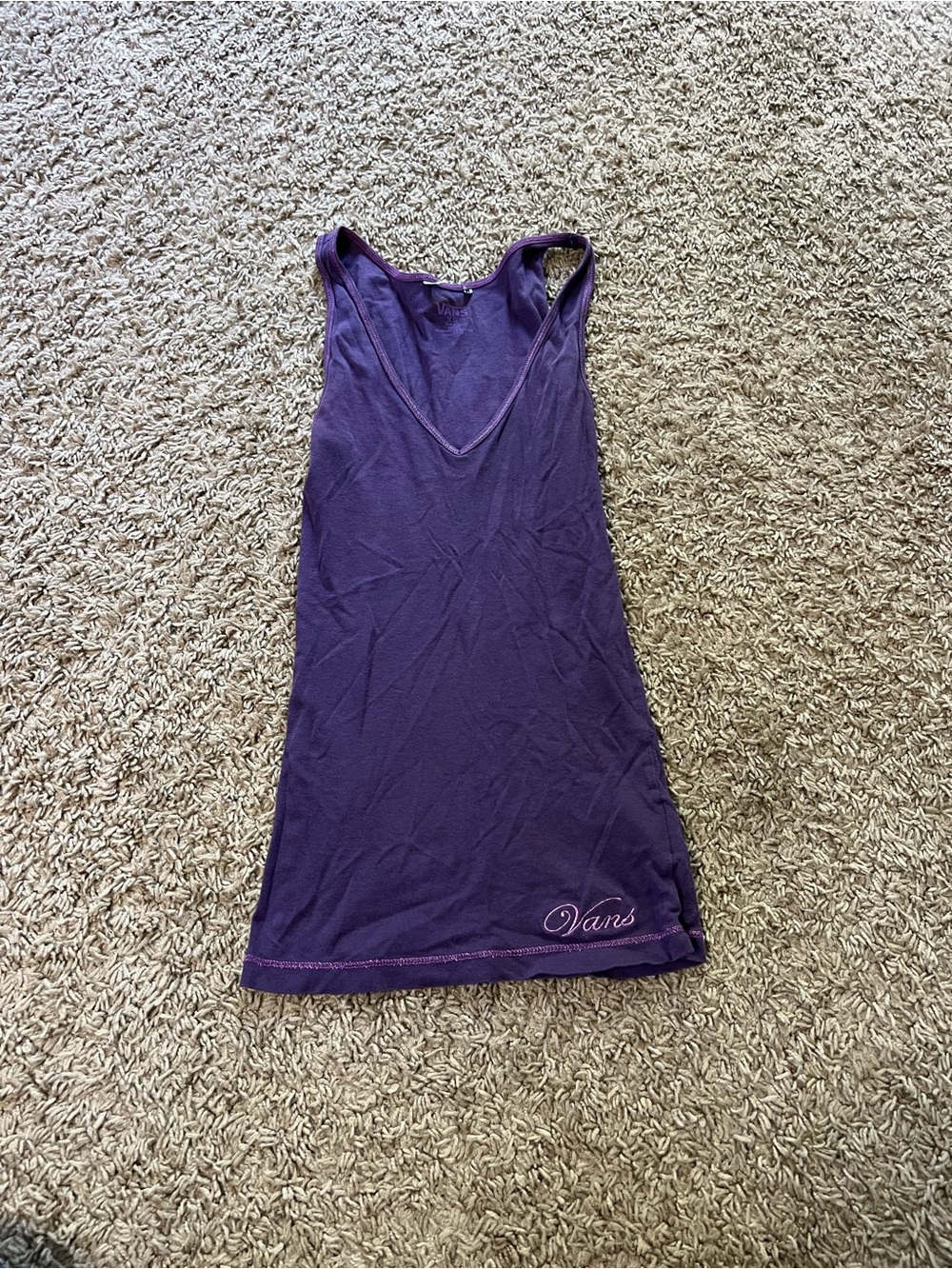 Vans Purple V-Neck Tank with Script Logo